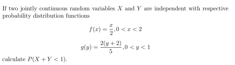 Solved If two jointly continuous random variables X and Y | Chegg.com