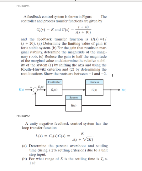 PROBLUM1 A feedback control system is shown in Figure | Chegg.com