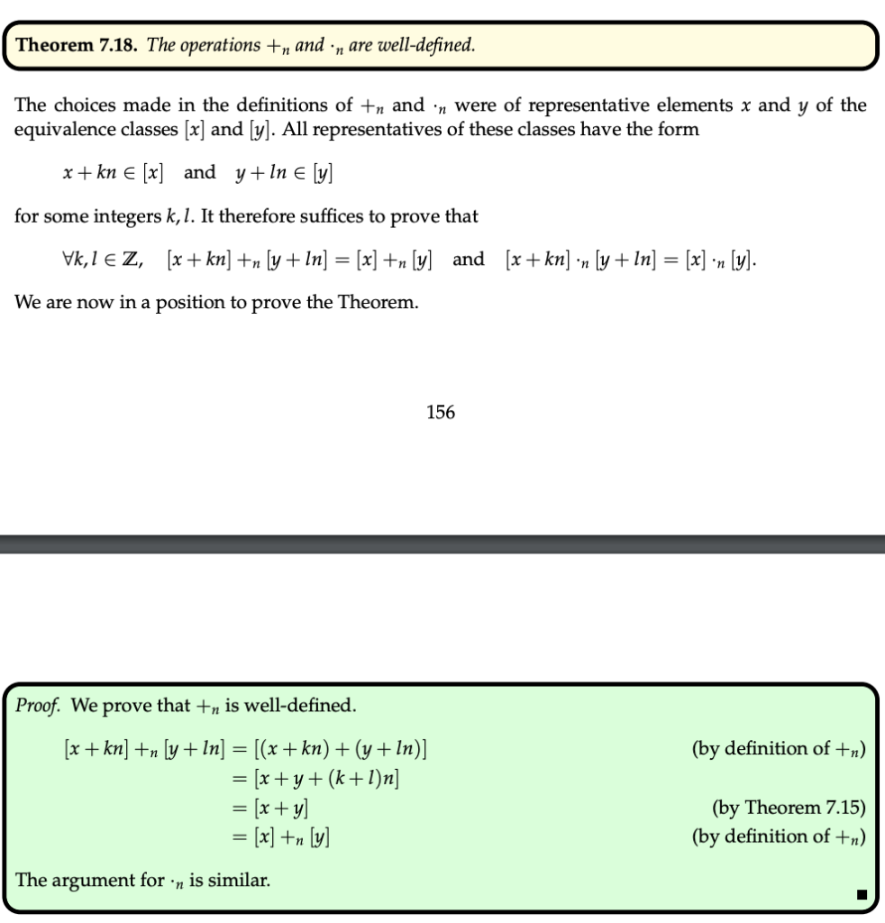 Solved Theorem 7.18. The Operations +n And 'n Are | Chegg.com