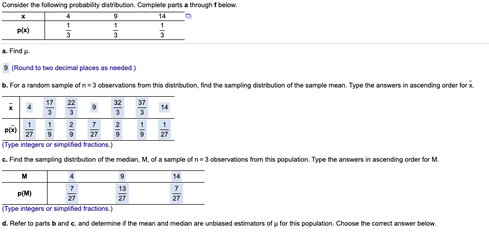 Solved H 4 9 O Consider The Following Probability Distrib Chegg Com