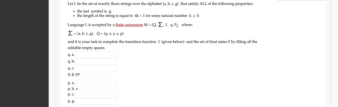 Solved Let L Be The Set Of Exactly Those Strings Over The Chegg Com