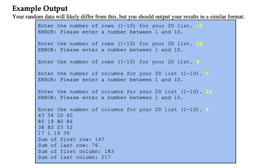 Solved Write A Program That Accepts The Number Of Rows And