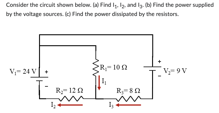 Solved Consider the circuit shown below. (a) ﻿Find I1,I2, | Chegg.com