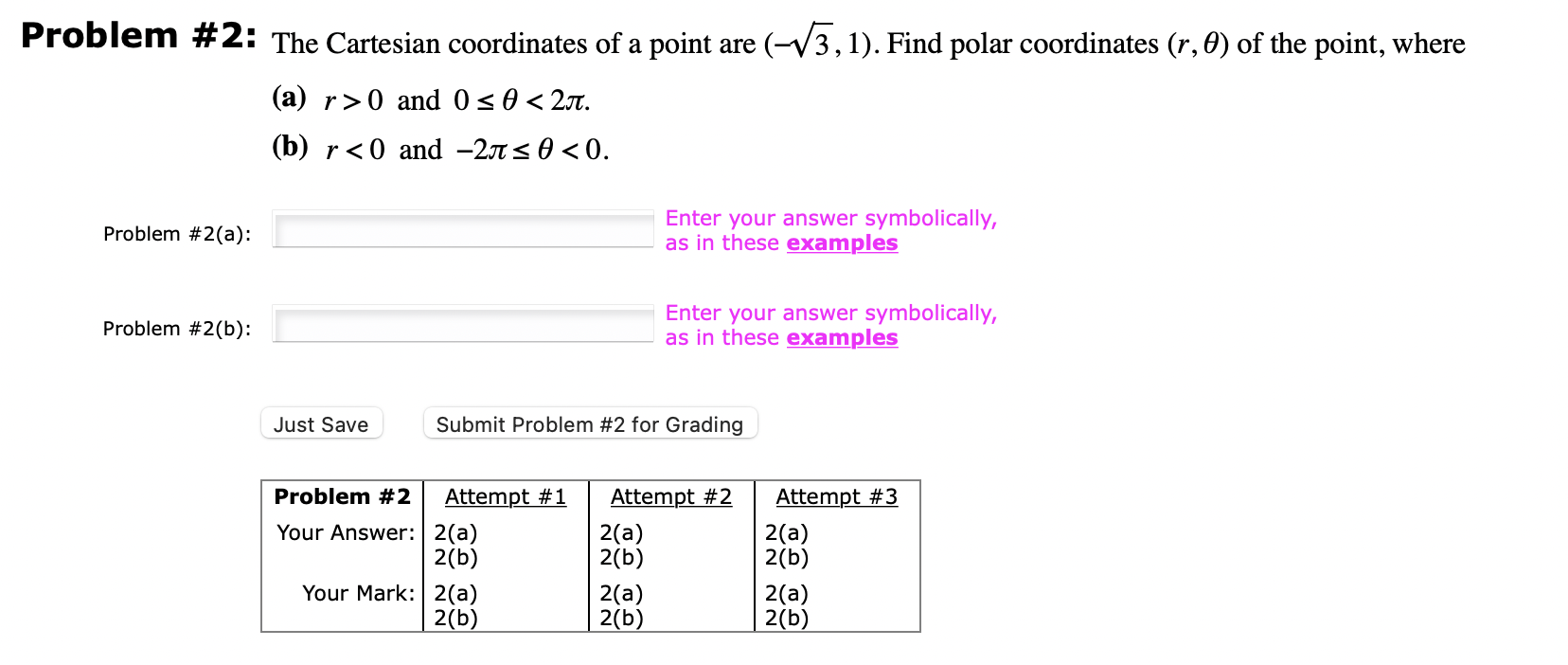 Solved Problem #2: The Cartesian coordinates of a point are | Chegg.com