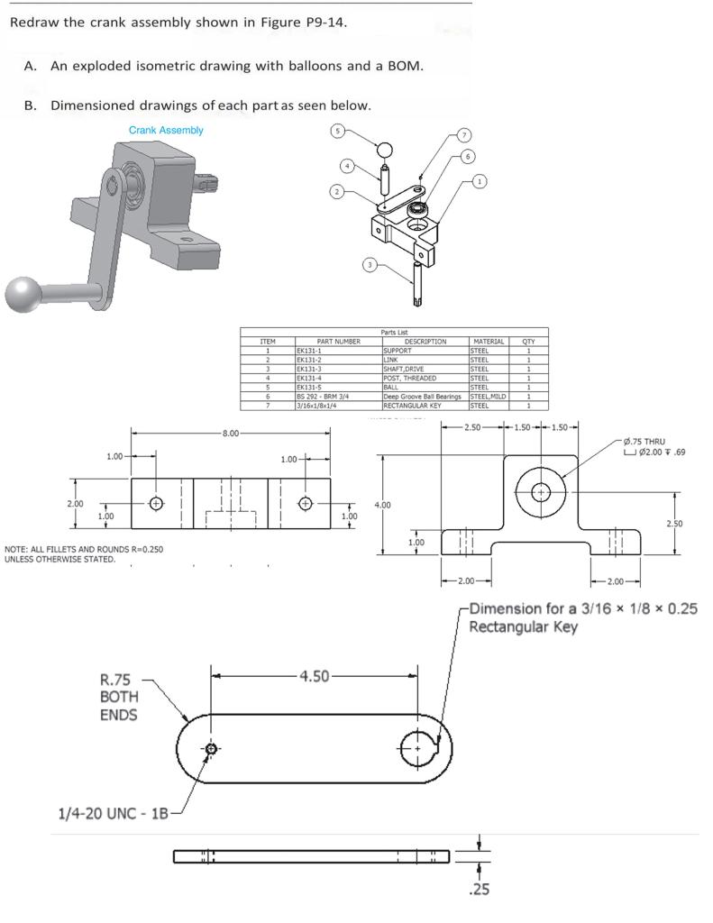 Redraw the crank assembly shown in Figure P9-14. A. | Chegg.com