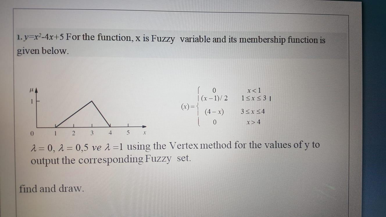 1 Y X2 4x 5 For The Function X Is Fuzzy Variable Chegg Com