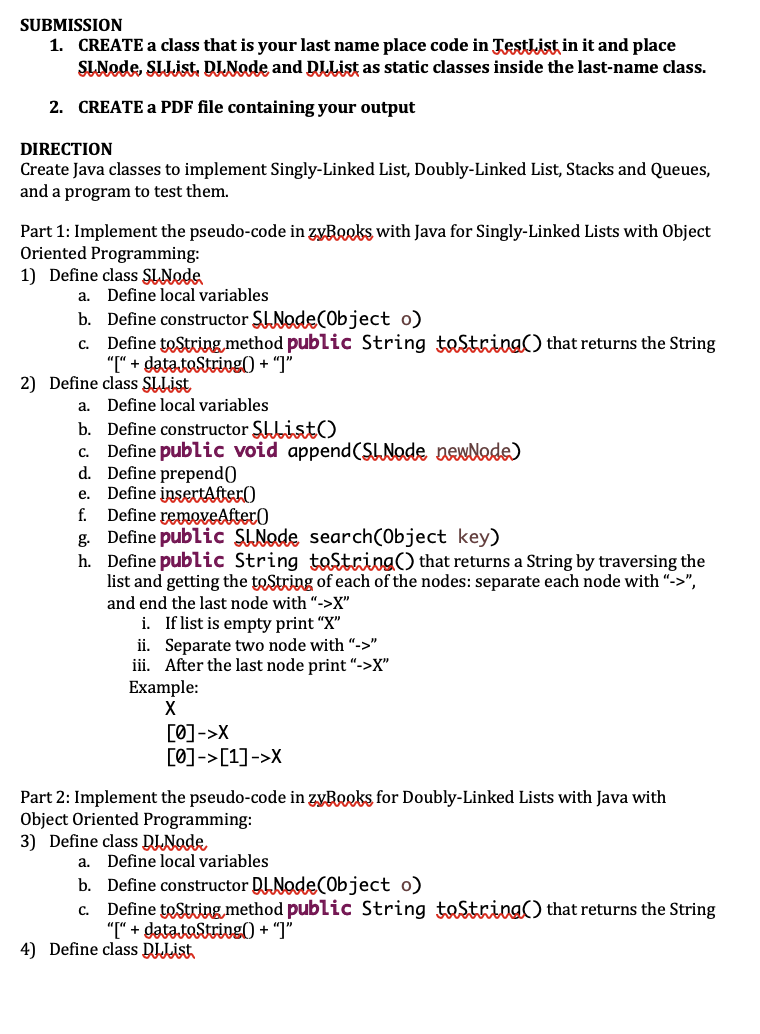 Solved SUBMISSION 1. CREATE a class that is your last name | Chegg.com