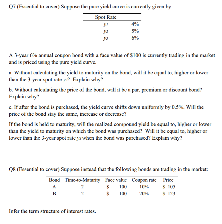 Solved Q7 (Essential to cover) Suppose the pure yield curve | Chegg.com