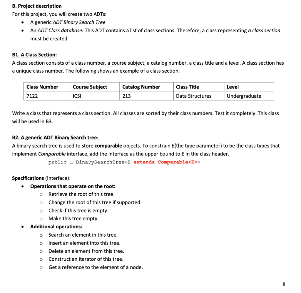 B. Project description For this project, you will | Chegg.com