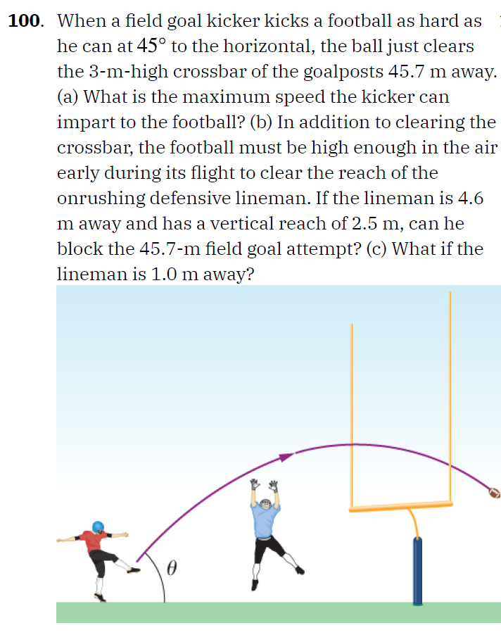 Solved 00. When a field goal kicker kicks a football as hard