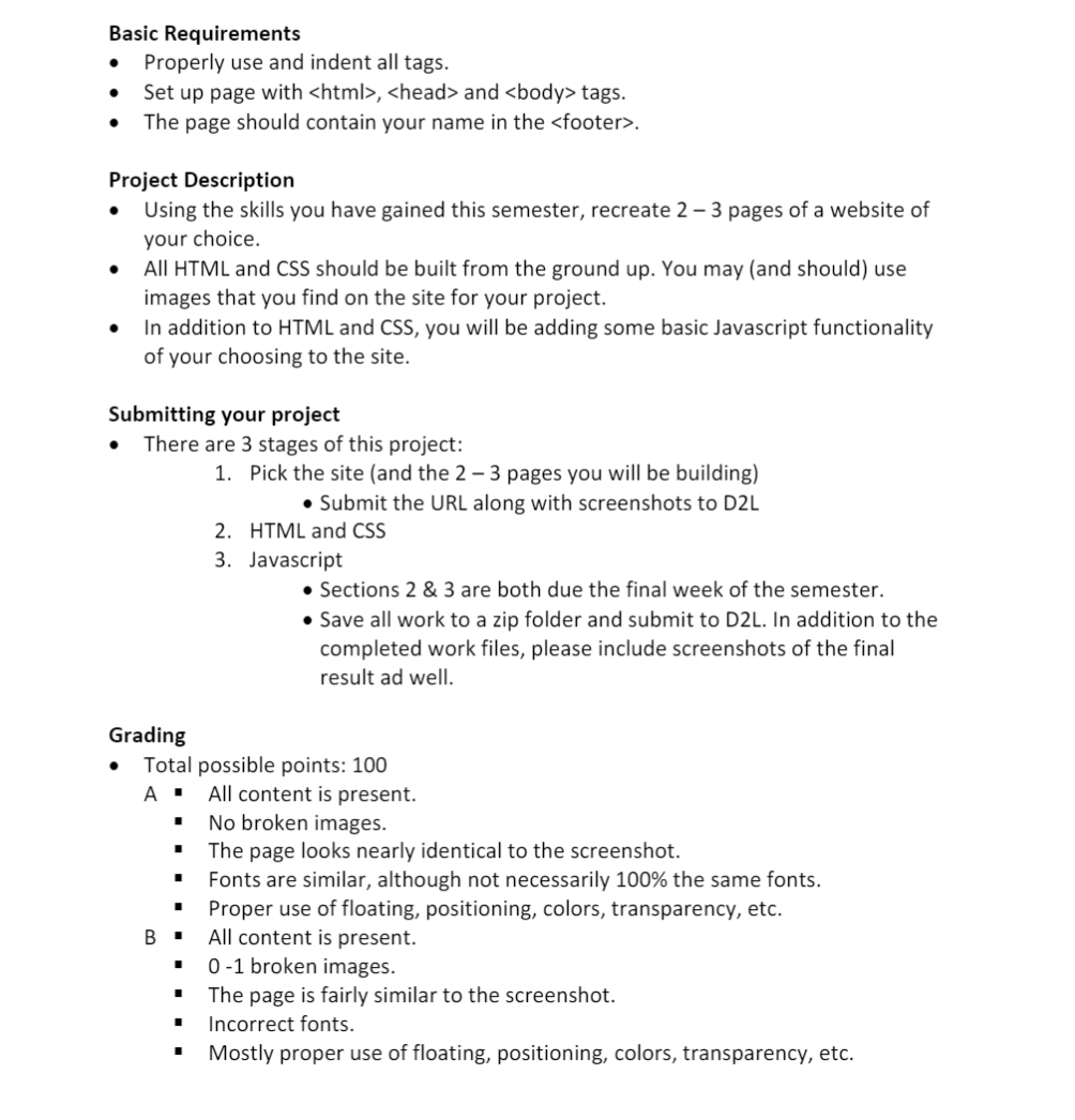 Solved Basic Requirements Properly use and indent all tags. | Chegg.com