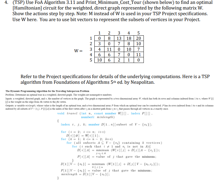 (TSP) Use FoA Algorithm 3.11 and | Chegg.com