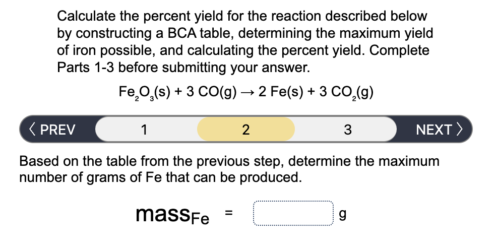 Solved Calculate The Percent Yield For The Reaction | Chegg.com