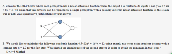 Solved A. Consider the MLP below where each perceptron has a | Chegg.com