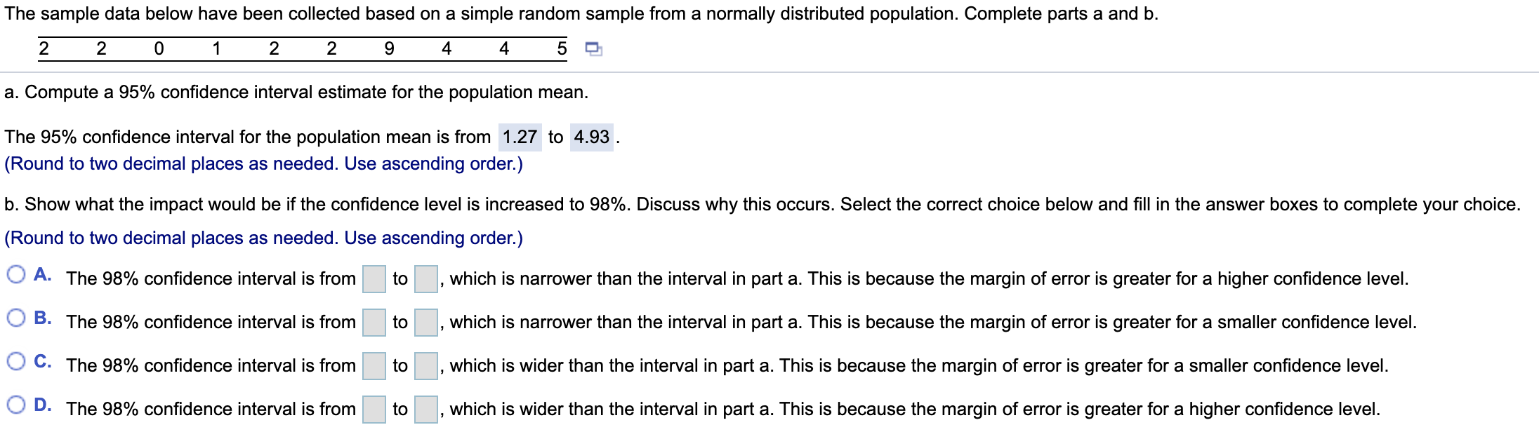 Solved The sample data below have been collected based on a | Chegg.com