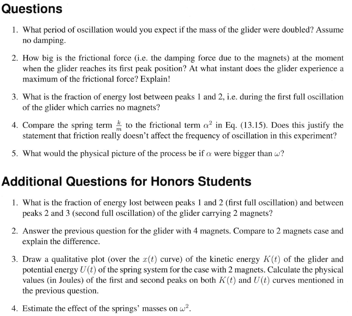Solved Questions 1. What period of oscillation would you