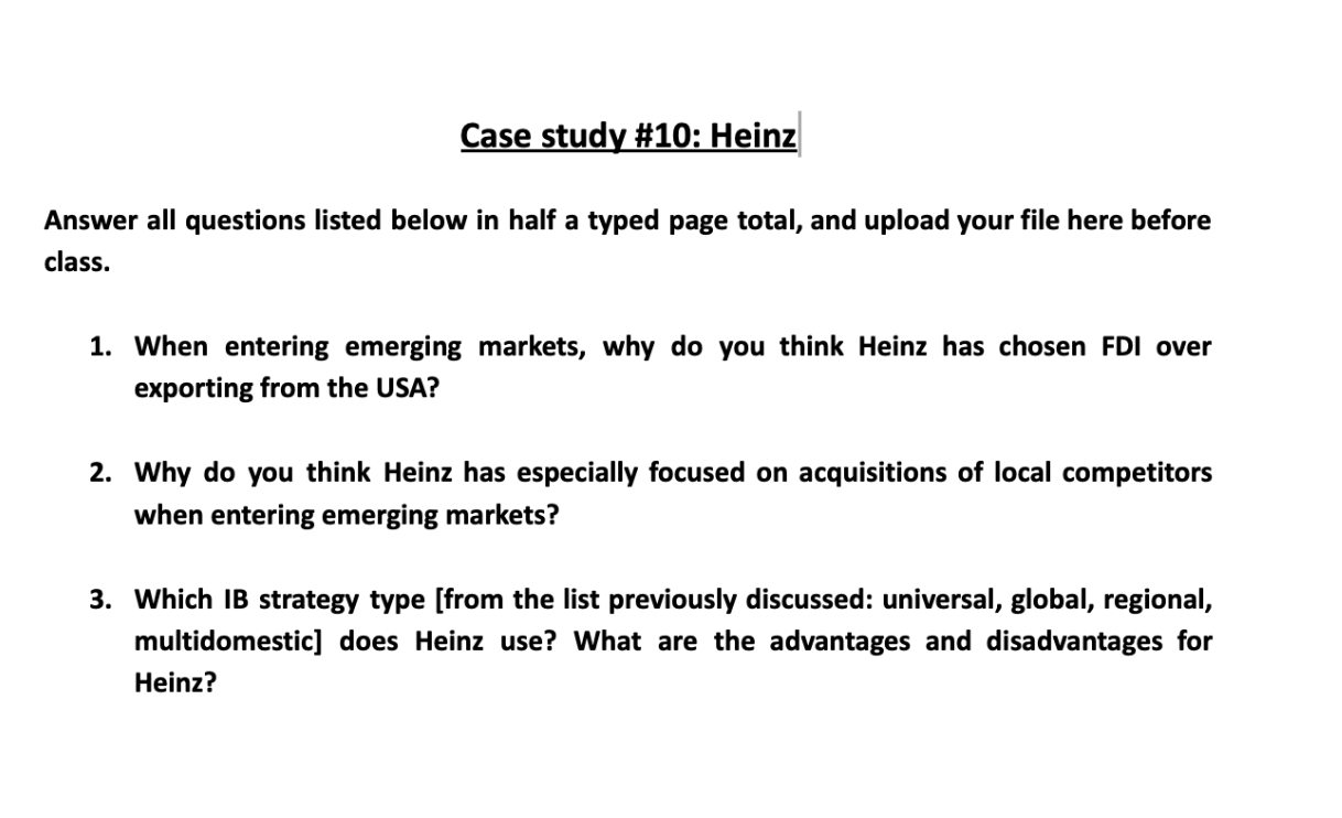 heinz case study questions and answers