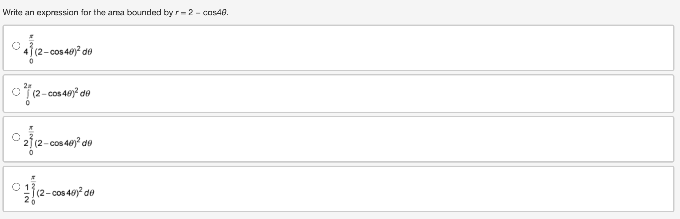 Solved Write An Expression For The Area Bounded By R 2 Chegg Com