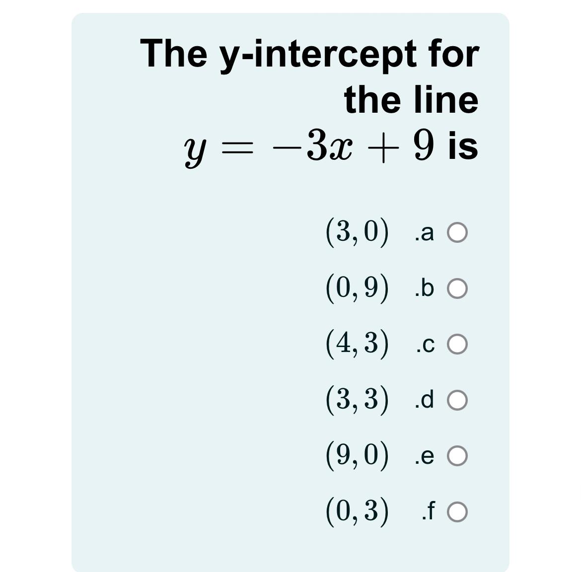 solved-the-y-intercept-forthe-liney-3x-9-is-chegg