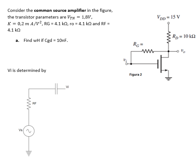 Solved Consider the common source amplifier in the figure, | Chegg.com