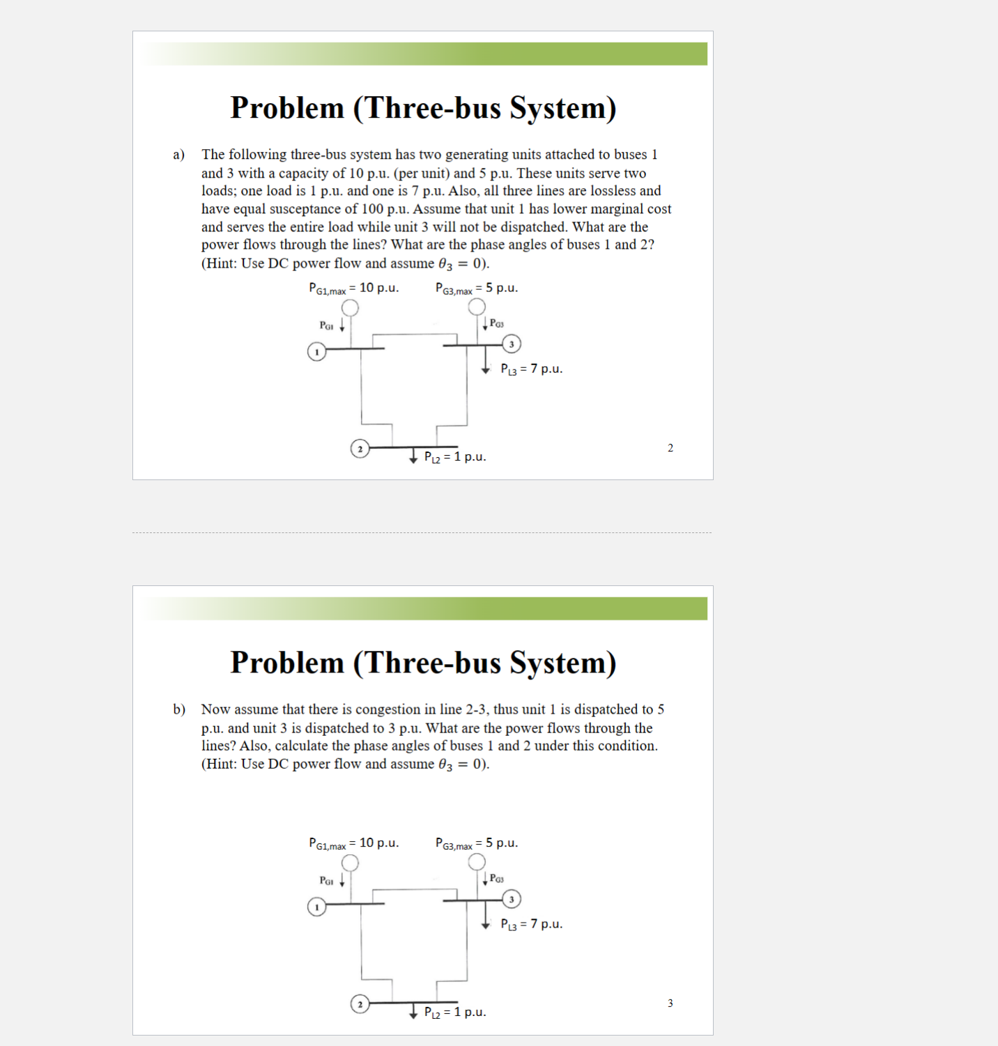 Three Bus Example Problem (Three-bus System)a) The following three-bus | Chegg.com