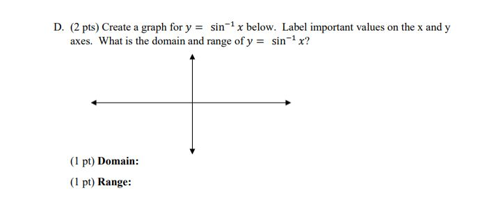 Solved Create a graph for 𝑦 = sin−1 𝑥 below. Label | Chegg.com