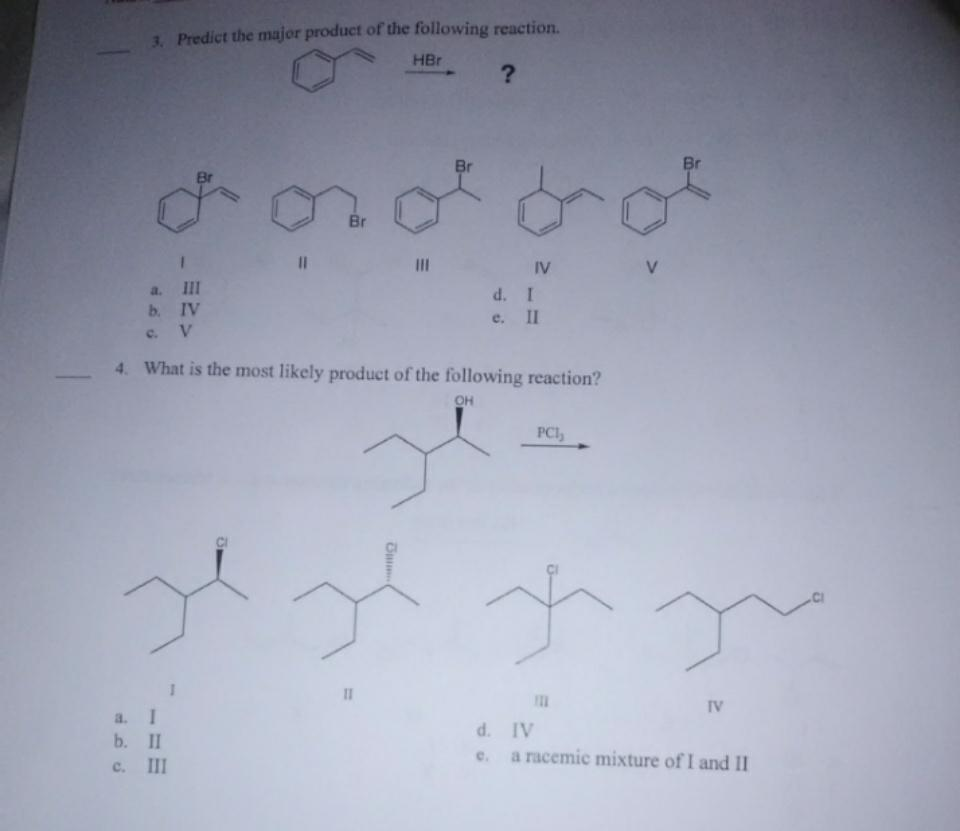 Solved 3. Predict the major product of the following | Chegg.com