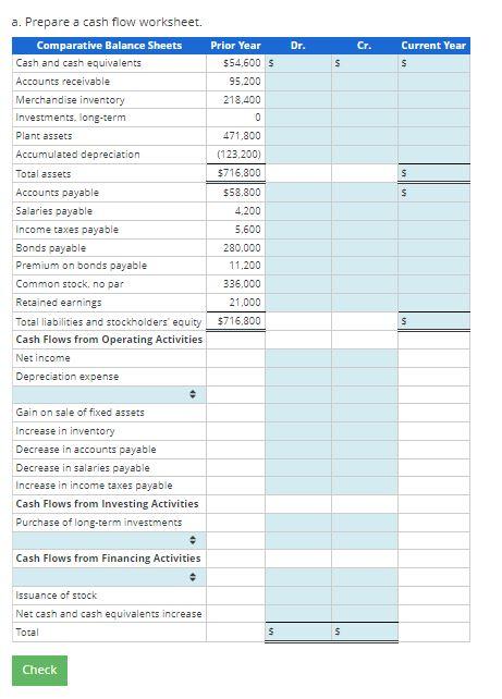 Solved Preparing A Cash Flow Worksheet Taser Corporation's 