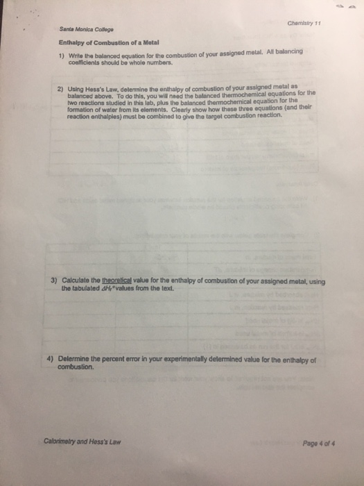 Solved Hess's Law B Questlons (Answer The Following | Chegg.com