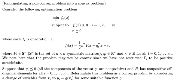 Reformulating a non-convex problem into a convex | Chegg.com