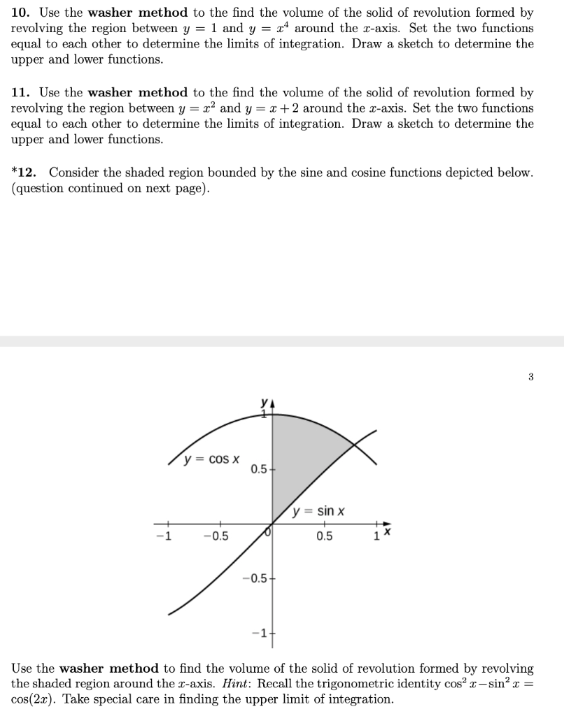 Solved 10. Use the washer method to the find the volume of | Chegg.com