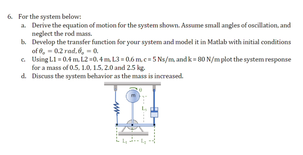 Solved For The System Below A Derive The Equation Of Chegg Com