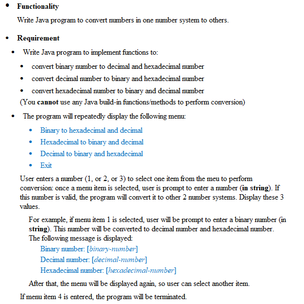 Solved Functionality Write Java Program To Convert Numbers Chegg Com