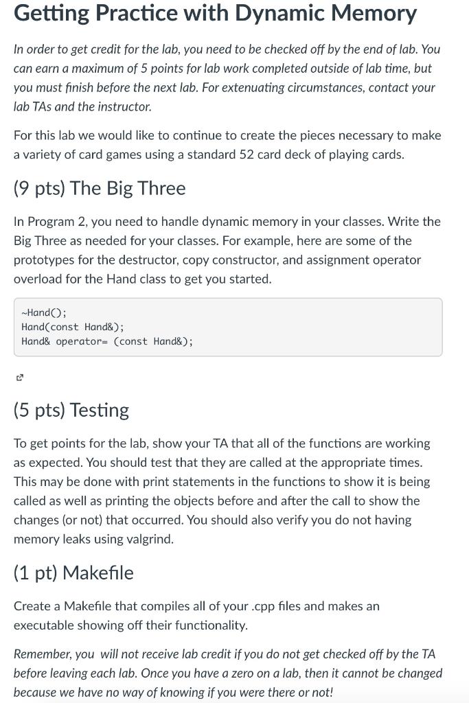 Solved Getting Practice with Dynamic Memory In order to get | Chegg.com