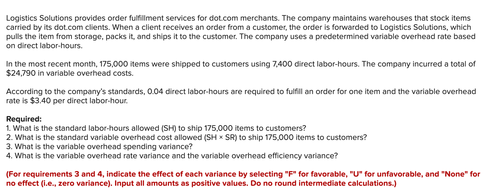 Solved Logistics Solutions Provides Order Fulfillment | Chegg.com