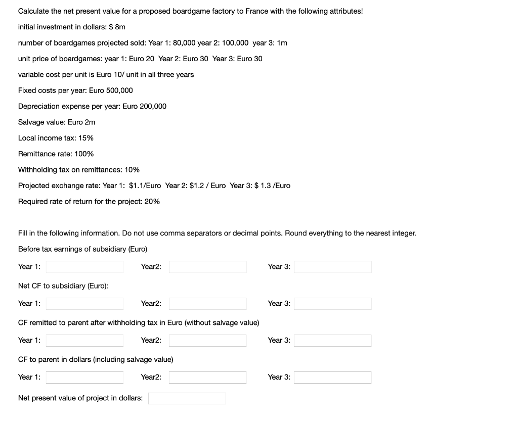 Calculate the net present value for a proposed | Chegg.com