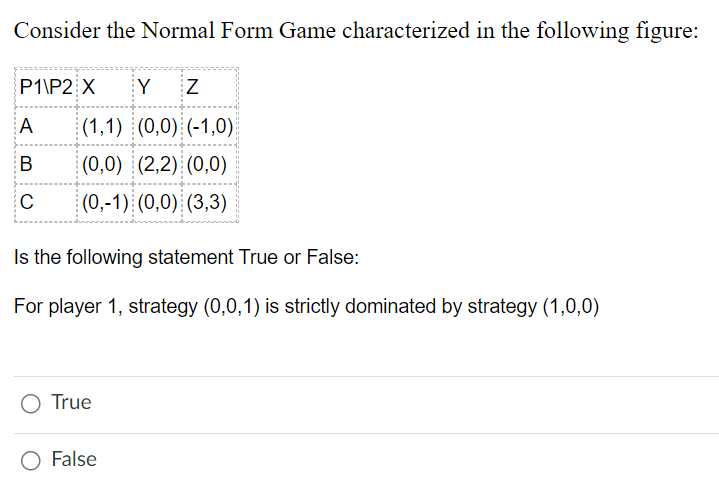 Solved Consider the Normal Form Game characterized in the | Chegg.com