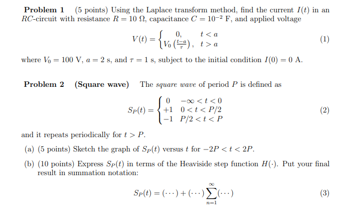 Solved Problem 1 5 Points Using The Laplace Transform M Chegg Com