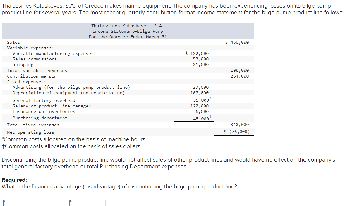 Solved Thalassines kataskeves, S.A., of Greece makes marine