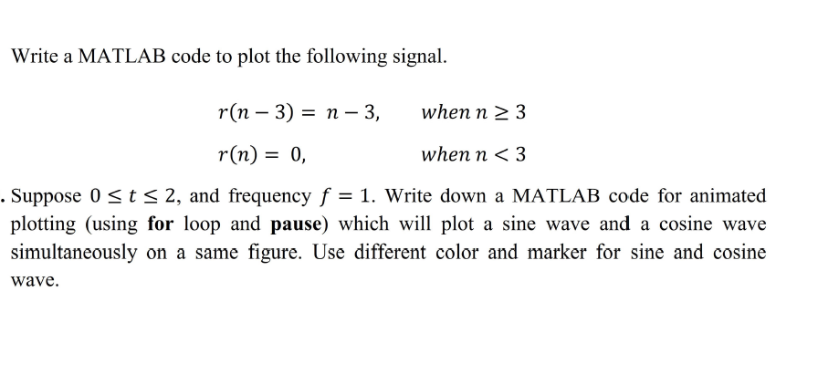 Solved Write a MATLAB code to plot the following signal. r(n | Chegg.com