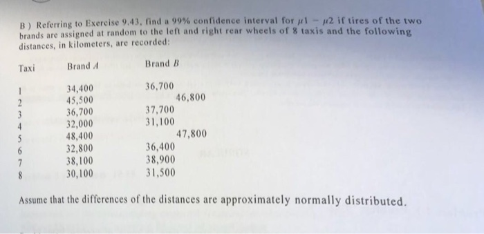 Solved B) Referring To Exercise 9.43, Find A 99% Confidence | Chegg.com