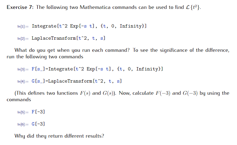 Solved Exercise 7: The following two Mathematica commands | Chegg.com