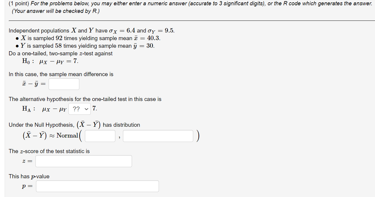 Solved 1 Point For The Problems Below You May Either E Chegg Com