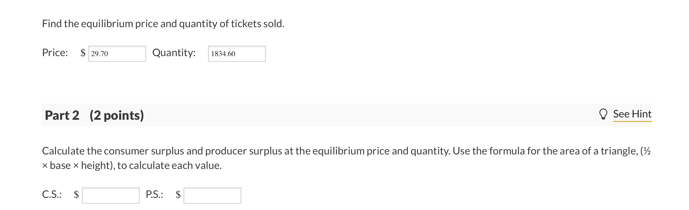 Solved Find the equilibrium price and quantity of tickets | Chegg.com
