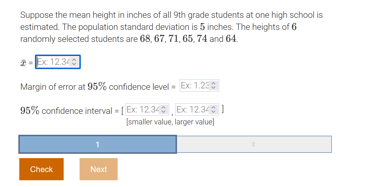 Solved Suppose the mean height in inches of all 9th grade