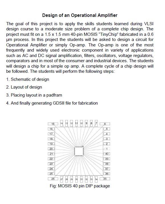 Solved Design of an Operational Amplifier The goal of this Circuit Diagram