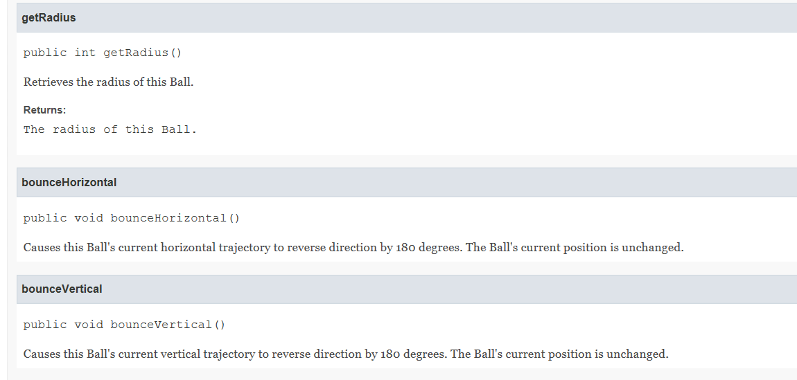 Solved public class Ball extends java.lang.Object The Ball | Chegg.com