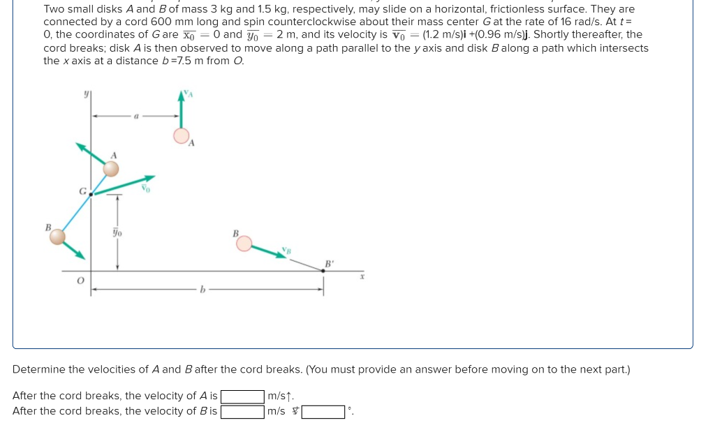 Solved Two Small Disks A And B Of Mass 3 Kg And 1 5 Kg