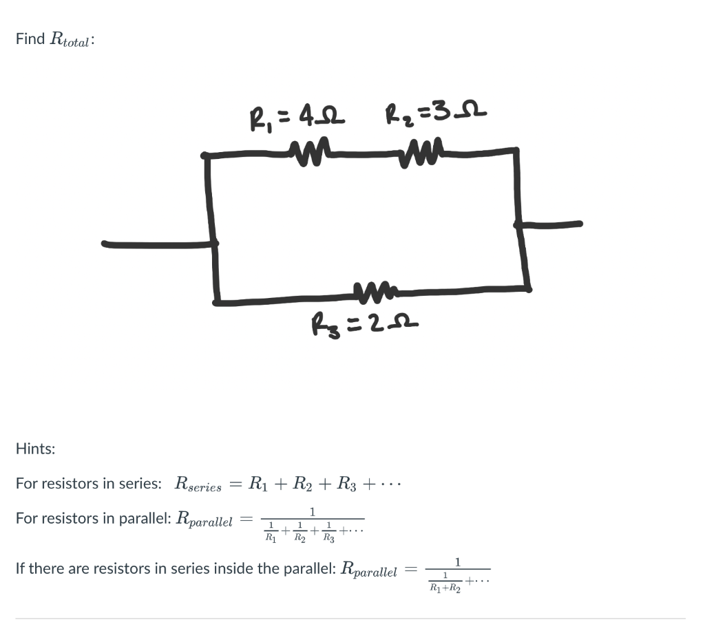 Solved Find Rtotal : Hints: For resistors in series: | Chegg.com