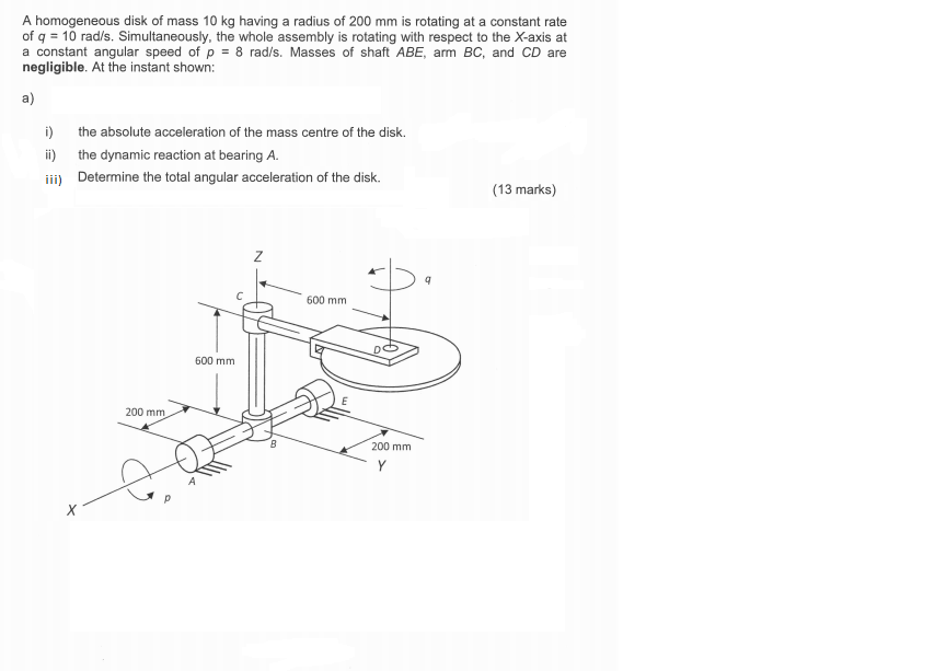 Solved A homogeneous disk of mass 10 kg having a radius of | Chegg.com